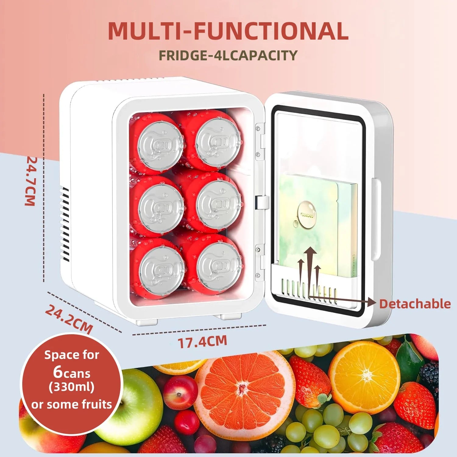 Portable Beauty Fridge with LED Mirror