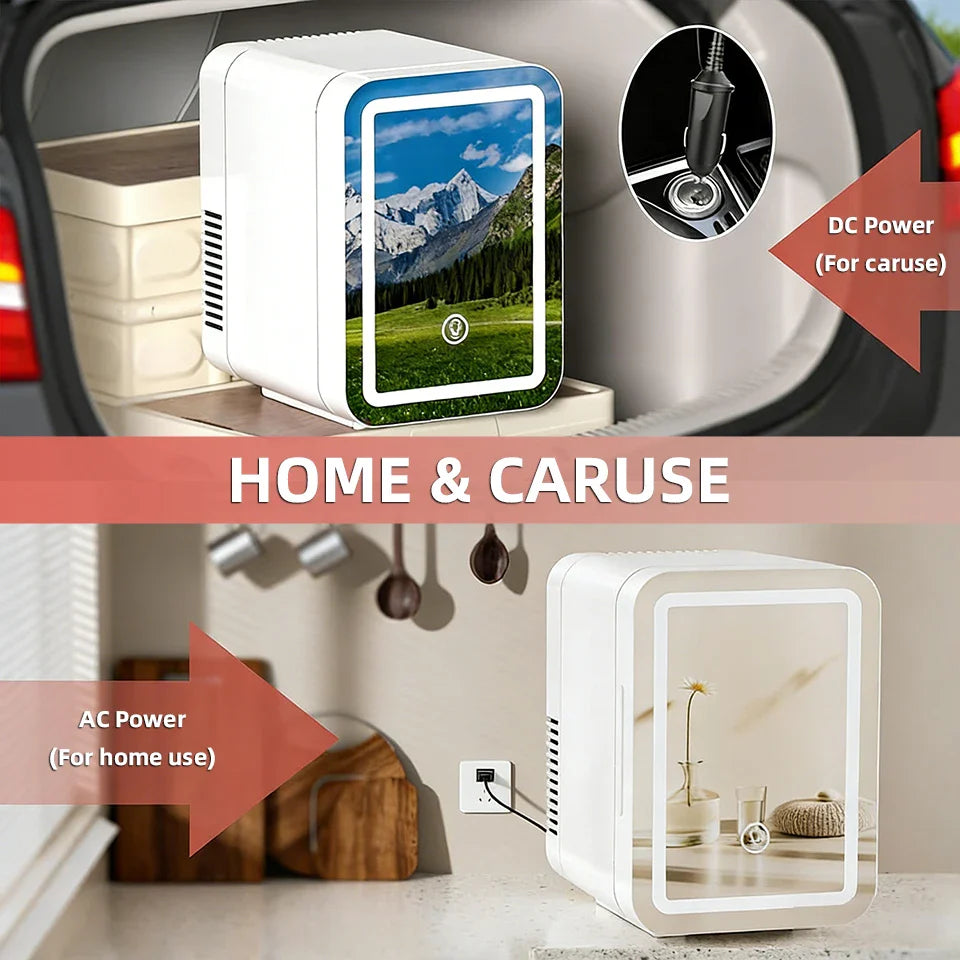 Portable Beauty Fridge with LED Mirror